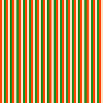 [ Thumbnail: Red, Bisque, and Forest Green Colored Lined Pattern Art Print ]