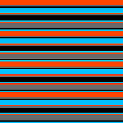 [ Thumbnail: Red, Dim Grey, Black, and Deep Sky Blue Colored Lined/Striped Pattern Art Print ]