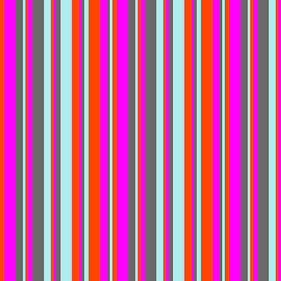 [ Thumbnail: Red, Fuchsia, Dim Gray, and Turquoise Colored Lines Pattern Metal Print ]