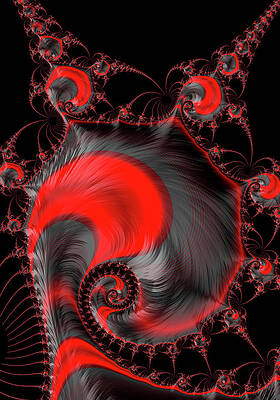 Wall Art - Digital Art - Red Glow 02 Abstract Fractal Spirals by Matthias Hauser