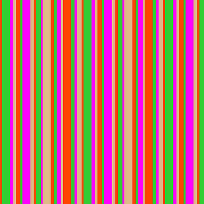 [ Thumbnail: Red, Lime Green, Fuchsia, and Beige Colored Striped Pattern Wood Print ]