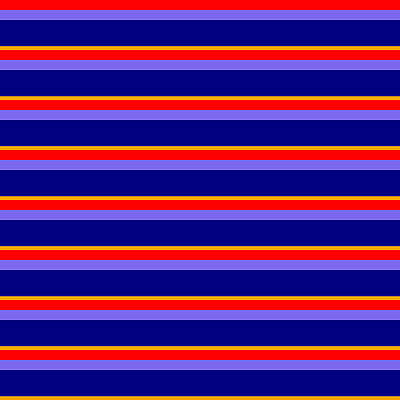 [ Thumbnail: Red, Medium Slate Blue, Blue, and Orange Colored Lines/Stripes Pattern Acrylic Print ]