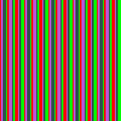 [ Thumbnail: Red, Orchid, Dark Slate Gray, and Lime Colored Striped Pattern Art Print ]