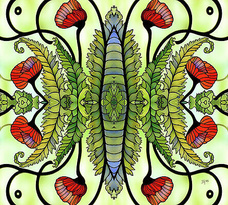 Wall Art - Mixed Media - Red Poppies Abstract Nature Pattern  by Shelli Fitzpatrick