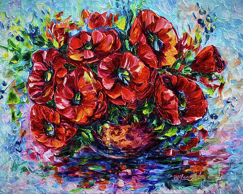 Red Poppies In A Vase by OLena Art - Lena Owens Red Poppies In A Vase by OLena Art - Lena Owens