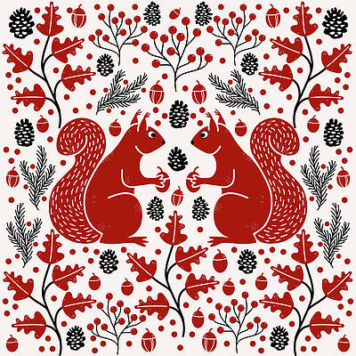  Painting - Red Squirrels in a Forest by Nic Squirrell
