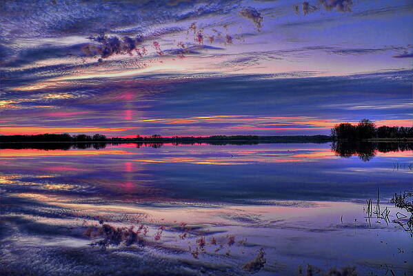 Red Sun Pillar Over South Rice Lake by Dale Kauzlaric Red Sun Pillar Over South Rice Lake by Dale Kauzlaric