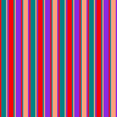 [ Thumbnail: Red, Teal, Light Salmon, and Purple Colored Lined Pattern Duvet Cover ]