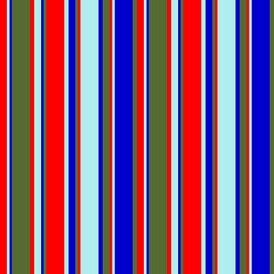 [ Thumbnail: Red, Turquoise, Blue, and Dark Olive Green Colored Stripes Pattern Poster ]