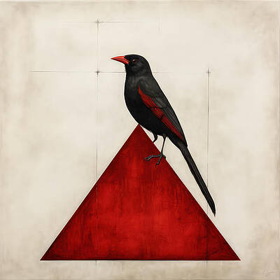 Wall Art - Painting - Red-Winged Blackbird by Lourry Legarde