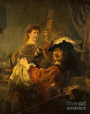 Wall Art - Painting - Rembrandt van Rijn - The Prodigal Son in the Brothel by Alexandra Arts