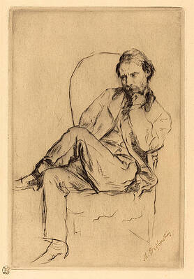 Renoir Seated Print by Marcellin Desboutin