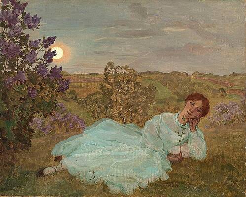 Wall Art - Drawing - Repose At Sunset  art by Konstantin Andreevich Somov Russian
