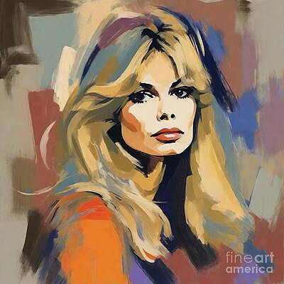 Wall Art - Digital Art - Retro-style Glamour Portrait of Brigitte Bardot by Retro Movie Posters