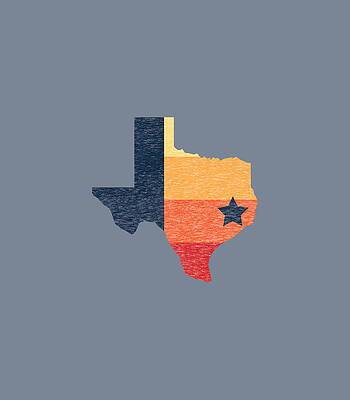 Retro Houston Baseball Colors Vintage Texas Map by Moray Merrin