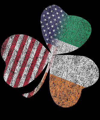 Wall Art - Digital Art - Retro Irish American St Patricks Day Shamrock by Flippin Sweet Gear