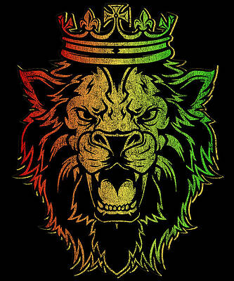 Wall Art - Digital Art - Retro Lion of Judah Rastafarian by Flippin Sweet Gear
