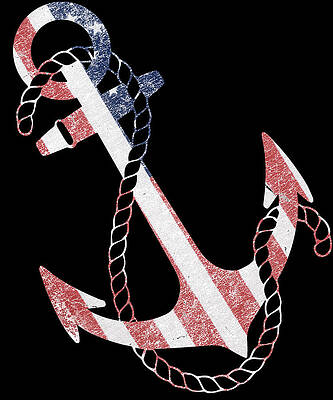 Wall Art - Digital Art - Retro USA Flag Anchor by Flippin Sweet Gear