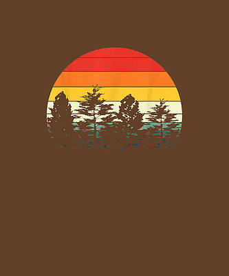 Wall Art - Drawing - Retro Wildlife Forest Outdoors Trees Nature   by Alicia Cosper