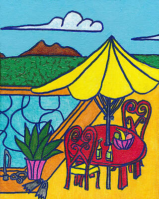 Wall Art - Painting - Relaxing Poolside in Palm Springs by Doug Fischer