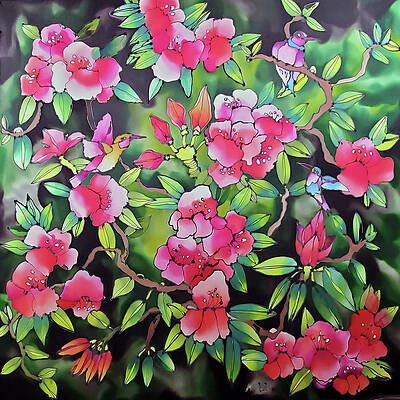 Rhododendron with hummingbirds by Karla Kay Benjamin Rhododendron with hummingbirds by Karla Kay Benjamin