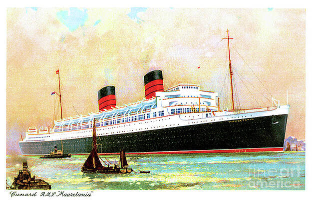 Cunard Line Original Old Postcard RMS Laconia Artist Drawn 
