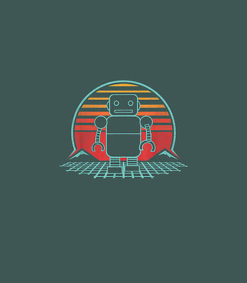  Digital Art - Robot Retro Vintage 80s Style Robotics Engineer by Mollyr Mirya