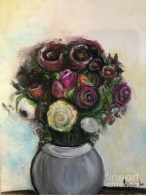 Roses in a Silver Vase by Laurie Lundquist Roses in a Silver Vase by Laurie Lundquist