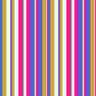 [ Thumbnail: Royal Blue, Goldenrod, Light Cyan, and Deep Pink Colored Stripes/Lines Pattern Acrylic Print ]