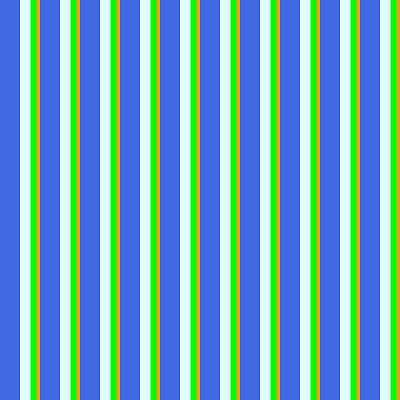 [ Thumbnail: Royal Blue, Light Cyan, Lime, and Goldenrod Colored Lines Pattern Art Print ]
