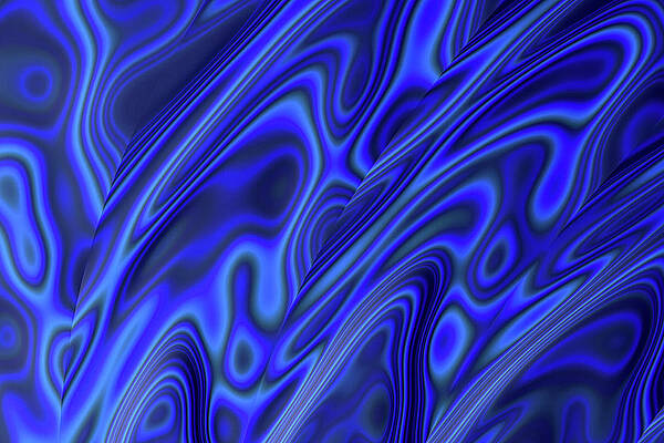 Wall Art - Digital Art - Royal Blue Marbled Abalone Pattern Fractal Abstract  by Shelli Fitzpatrick