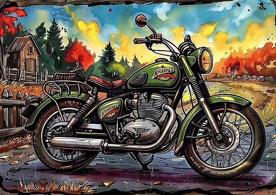 Royal enfield bike wall painting sale