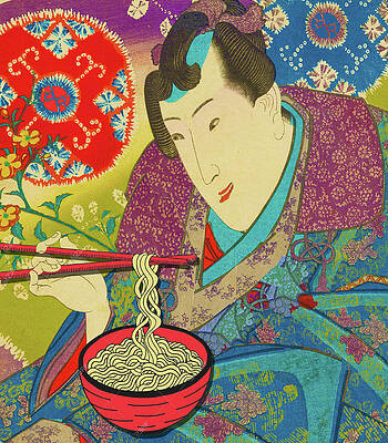 Rubino Samurai Eats Noodles Happy Short-Sleeve Unisex T-Shirt