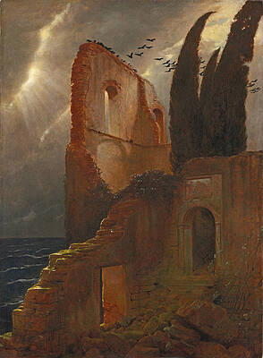 Ruin By The Sea Print by Arnold Boecklin