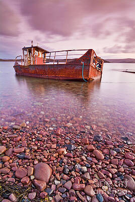 Wall Art - Photograph - Rusty wrecked boat at Loch Ewe, Wester Ross, Scotland by Neale And Judith Clark