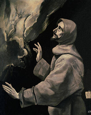 Wall Art - Painting - 'Saint Francis Receiving the Stigmata', 1585, Oil on canvas, 170 x 87 cm. EL GRECO. JESUS. by El Greco -1541-1614-