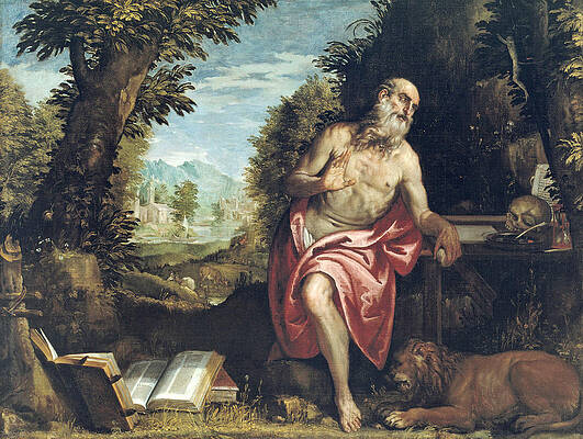 Saint Jerome in the Wilderness Print by Workshop of Paolo Veronese