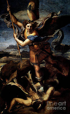 Wall Art - Painting - Saint Michael defeats the demon by Raphael