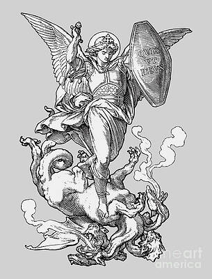 Wall Art - Digital Art - Saint Michael Fighting the Dragon by Beltschazar