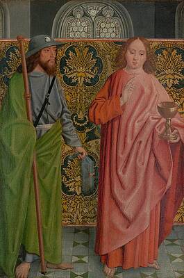 Wall Art - Drawing - Saints James the Greater and John the Evangelist ca  by The Master of the Holy Kinship German active