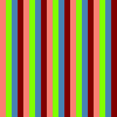 [ Thumbnail: Salmon, Chartreuse, Blue, and Maroon Colored Lined/Striped Pattern Acrylic Print ]