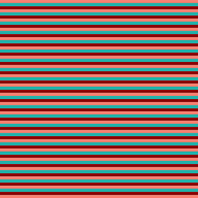 [ Thumbnail: Salmon, Light Sea Green, and Dark Red Colored Lines/Stripes Pattern Art Print ]