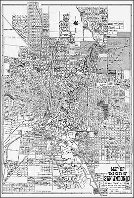Wall Art - Drawing - San Antonio Bexar County Texas Vintage Map 1924 Black and White  by Carol Japp