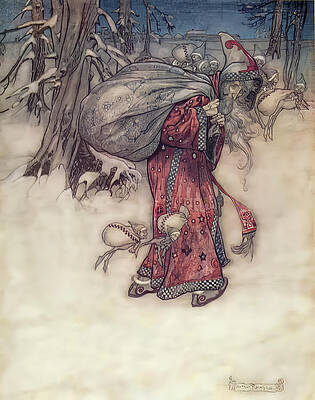 Wall Art - Drawing - Santa Claus from Book of Pictures 1913 by Arthur Rackham