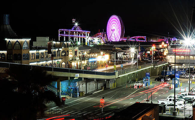 Santa Monica Pier At Night by Jon Gorr