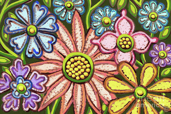 Wall Art - Painting - Sap Green Swing. Hothouse Ball Floral Series by Amy E Fraser