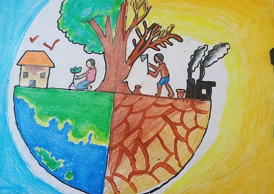 Very easy drawing for save Earth  Save trees save earth save nature  drawing for kids  YouTube