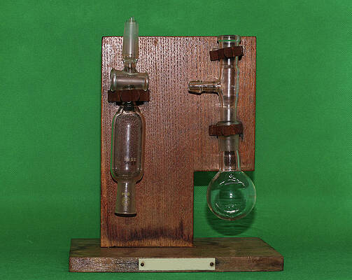 science equipment on vintage wooden stand by Tom Conway science equipment on vintage wooden stand by Tom Conway