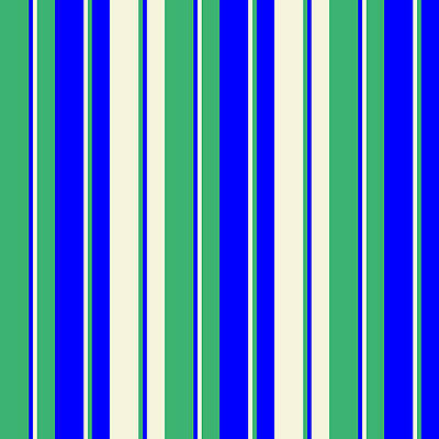 [ Thumbnail: Sea Green, Blue, and Beige Colored Lines Pattern Shower Curtain ]