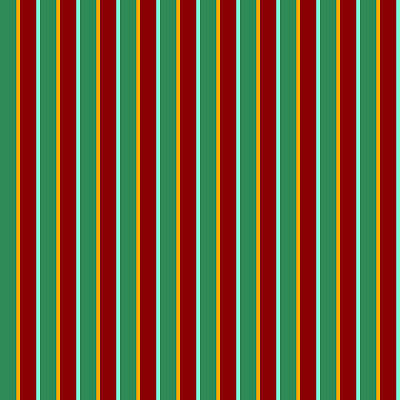 [ Thumbnail: Sea Green, Orange, Dark Red, and Aquamarine Colored Pattern of Stripes Metal Print ]